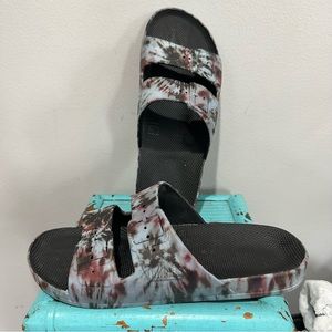 Freedom Moses Blue Black Marble Tie Dye Slide Sandal Size 38/39 8/9